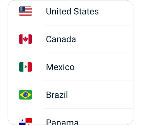 GalaxyVPN connect step 2, choose VPN server location